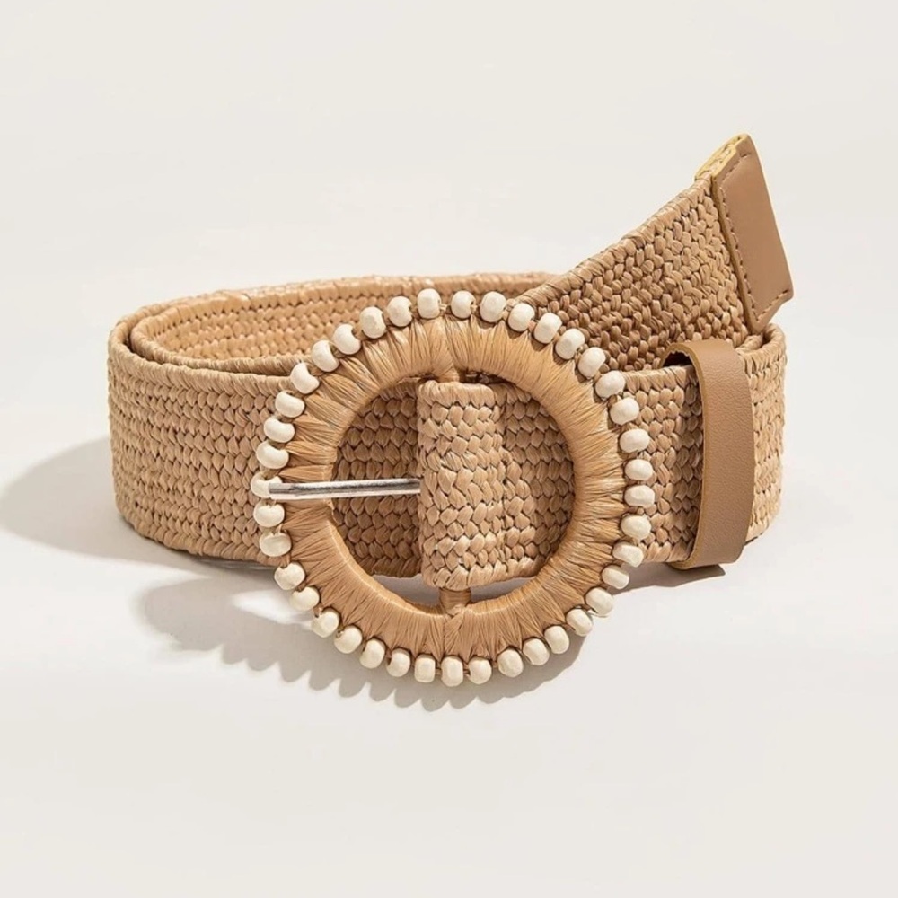 1pc Women Bead Decor Bohemian Woven Belt For Holiday Boho